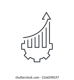 Mechanism and chart up. Enhancement technology. Vector linear icon isolated on white background.