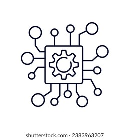 Mechanism, circuit electronic board.  Vector linear icon isolated on white background.