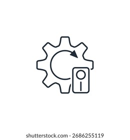 Mechanism with a control button. Turn on and off.Vector linear icon illustration isolated on white background.