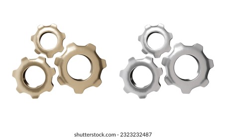 mechanism gears 3d rendering set,cog icon set