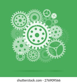 Mechanism with gears and cogs working together, idea concept. Vector illustration
