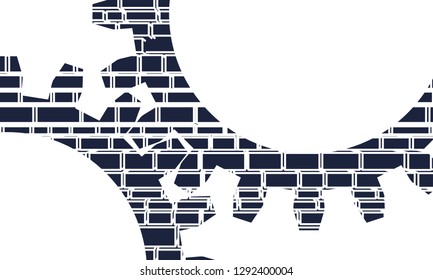 Mechanism of Gears. Communication Concept in Industrial Design. Ancient brick wall texture