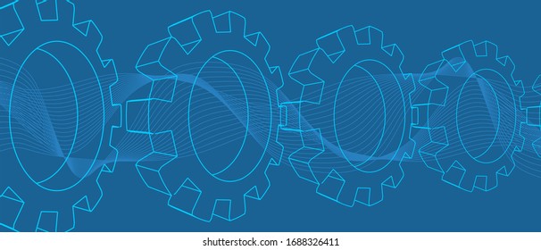 Mechanism of Gears. Concept of Industrial Design. Modern Brochure Template