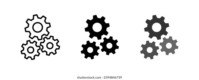 Mechanism gears icon. Cogwheel and settings symbol. Engineering and machinery vector illustration. Industrial automation and mechanical process pictogram. Technology and development concept.