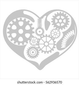 Mechanism Heart & Cog system illustration (vector)