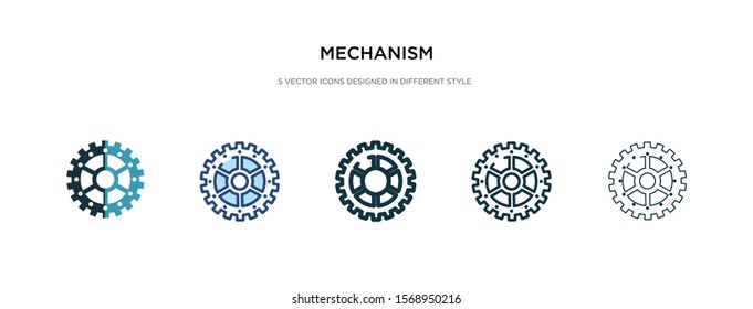 mechanism icon in different style vector illustration. two colored and black mechanism vector icons designed in filled, outline, line and stroke style can be used for web, mobile, ui