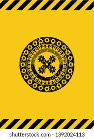 mechanism icon grunge warning sign emblem. Vector Illustration. Detailed.