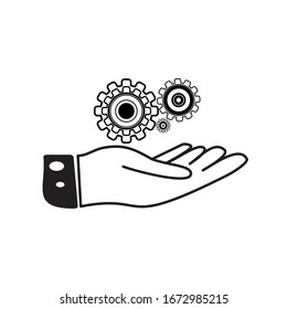 mechanism icon at head and at hand illustration 
