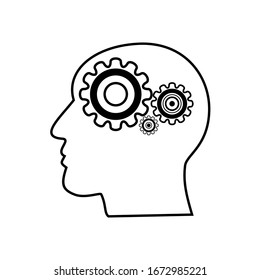 mechanism icon at head and at hand illustration 