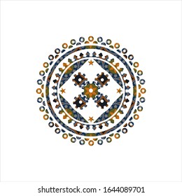 icono del mecanismo dentro del fondo del emblema arabesco. decoración árabe.