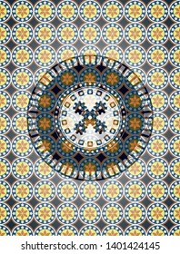 mechanism icon inside arabesque style emblem. arabic decoration.