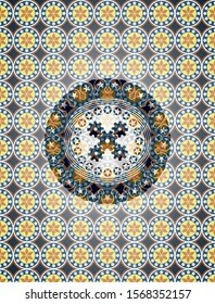 mechanism icon inside arabesque style emblem. arabic decoration.