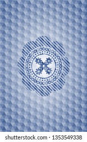 mechanism icon inside blue polygonal badge.