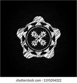 mechanism icon inside chalk emblem