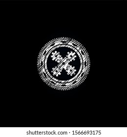 mechanism icon inside chalkboard emblem written on a blackboard
