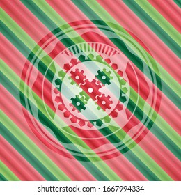 mechanism icon inside christmas colors style badge.