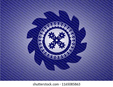 mechanism icon inside jean background
