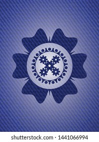 mechanism icon inside jean background