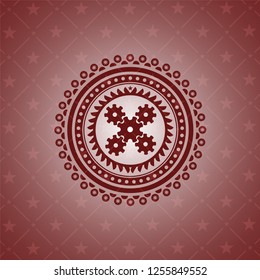 mechanism icon inside red icon or emblem