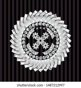 mechanism icon inside silvery shiny badge