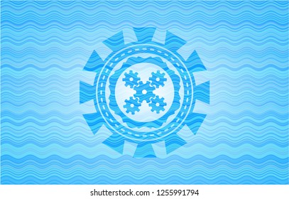 mechanism icon inside water representation badge background.