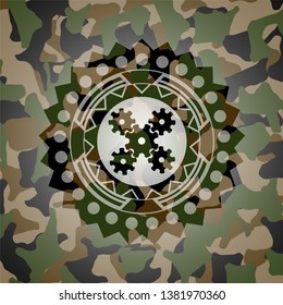 mechanism icon on camo pattern
