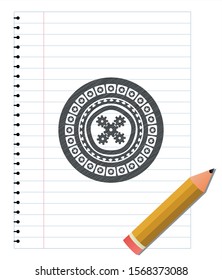 mechanism icon pencil strokes emblem. Vector Illustration. Detailed.