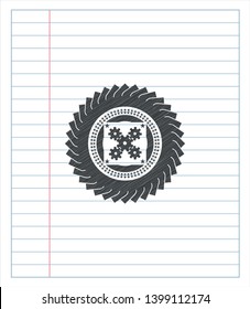 mechanism icon with pencil strokes. Vector Illustration. Detailed.