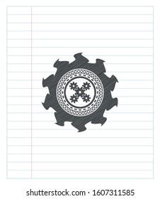 mechanism icon with pencil strokes. Vector Illustration. Detailed.