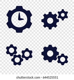 Mechanism icons set. set of 4 mechanism filled icons such as gear