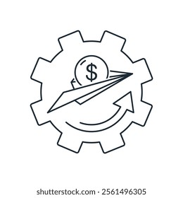 Mechanism for obtaining financial benefit. Income growth. Vector linear icon illustration isolated on white background.