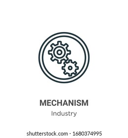 Mechanism outline vector icon. Thin line black mechanism icon, flat vector simple element illustration from editable industry concept isolated stroke on white background