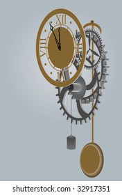 Mechanism of pendulum clock on the light background