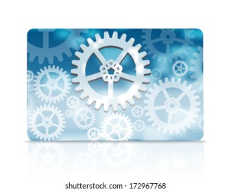 Mechanism style credit card design template. Vector illustration