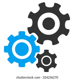 Mechanism vector icon. Style is bicolor flat symbol, blue and gray colors, rounded angles, white background.