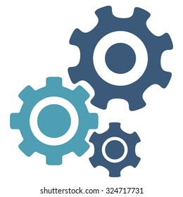 Mechanism vector icon. Style is bicolor flat symbol, cyan and blue colors, rounded angles, white background.