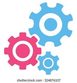 Mechanism vector icon. Style is bicolor flat symbol, pink and blue colors, rounded angles, white background.