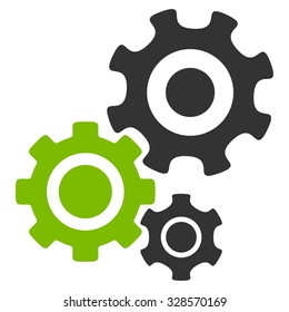 Mechanism vector icon. Style is bicolor flat symbol, eco green and gray colors, rounded angles, white background.