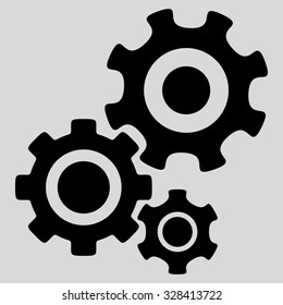 Mechanism vector icon. Style is flat symbol, black color, rounded angles, light gray background.
