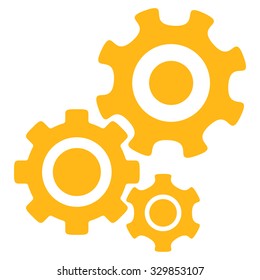 Mechanism vector icon. Style is flat symbol, yellow color, rounded angles, white background.
