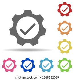 Mechanism verified in multi color style icon. Simple glyph, flat vector of web icons for ui and ux, website or mobile application