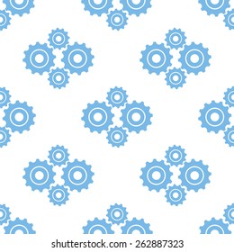 Mechanism white and blue seamless pattern for web design. Vector symbol