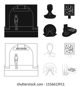 Mechanisms, electric transport and other web icon in black,outline style.Transport, public, equipment icons in set collection.