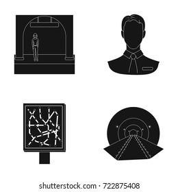 Mechanisms, electric transport and other web icon in black style.Transport, public, equipment icons in set collection.