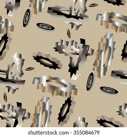 Mechanisms and gears. Pattern in the style of steampunk.