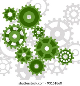 Mechanisms on a white background form an abstract background.