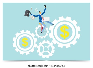 Mechanisms of work and finance, Vector illustration design