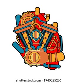Mechanized heart. Engine in core. Cardiac motor