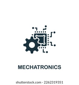 Mechatronics icon. Monochrome simple sign from engineering collection. Mechatronics icon for logo, templates, web design and infographics.