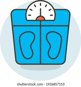 Mechnical Bathroom Weight Scale Cocnept, Home Fitness Tool Vector color line Icon Design, Gym Fitness symbol on white background, Workout exercise equipment stock illustration
